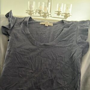 Loft Women's Ruffled Sleeve Top - Gray